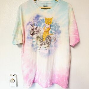 Tie-Dye Cat Graphic T-Shirt | Concert Festival Tee 🧺